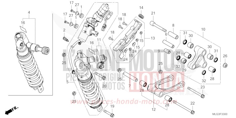 COUSSIN ARRIERE de Africa Twin DCT GRAND PRIX RED (R380B) 2022